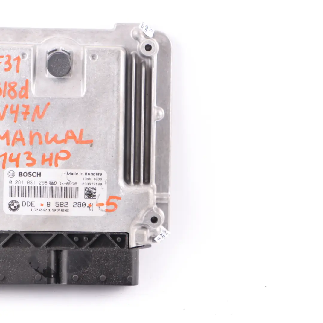Engine Control Unit BMW F20 F30 F31 118d 318d N47N 143HP ECU DDE Manual - SKU 8582280-5 - Part number 8582280