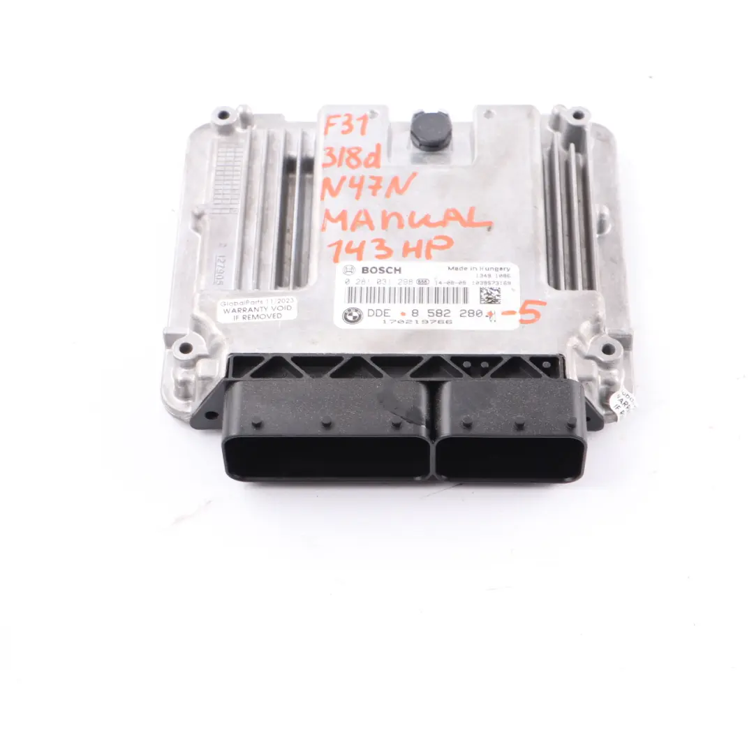 Engine Control Unit BMW F20 F30 F31 118d 318d N47N 143HP ECU DDE Manual - SKU 8582280-5 - Part number 8582280