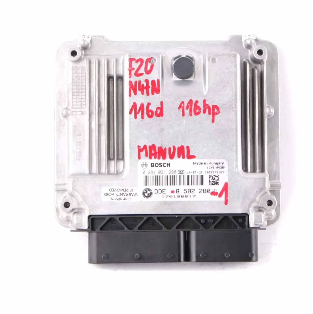 Engine Control ECU BMW F20 F21 116d N47N 116HP DDE 8582280 Manual Transmission