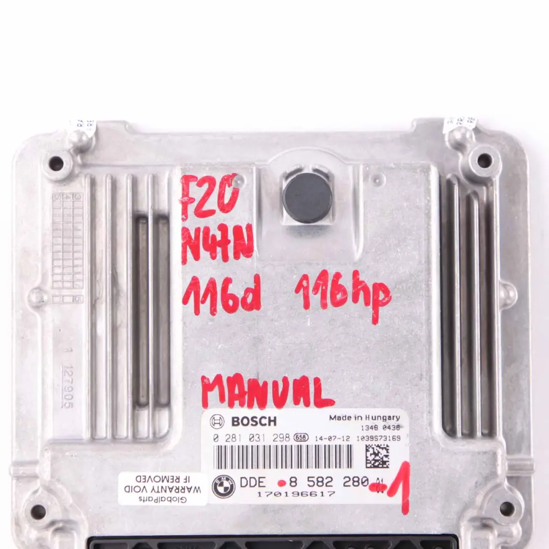 Controllo Motore ECU BMW F20 F21 116D N47N 116HP DDE Manuale per con numero di parte 8582280 Controllo Motore ECU BMW F20 F21 116D N47N 116HP DDE Manuale - SKU 8582280 - Numero di parte 8582280
