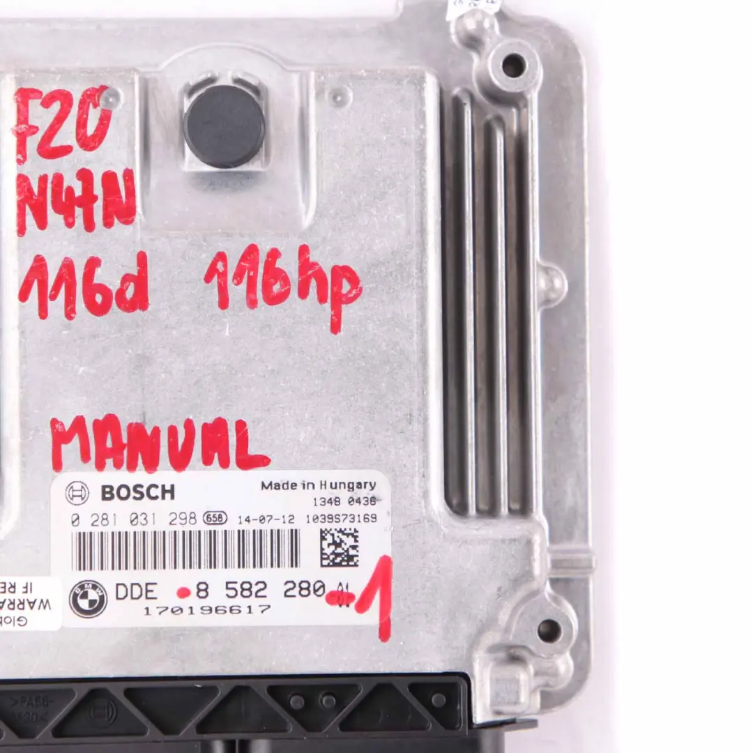 ECU Control Del Motor BMW F20 F21 116D N47N 116HP DDE Transmisión Manual para con número de pieza 8582280 ECU Control Del Motor BMW F20 F21 116D N47N 116HP DDE Transmisión Manual - SKU 8582280 - Número de pieza 8582280