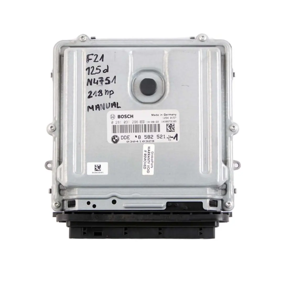 BMW F20 F30 125d 325d N47S1 Engine Control Unit ECU DDE FEM Lock Key - SKU 8582521-1 - Part number 8582521
