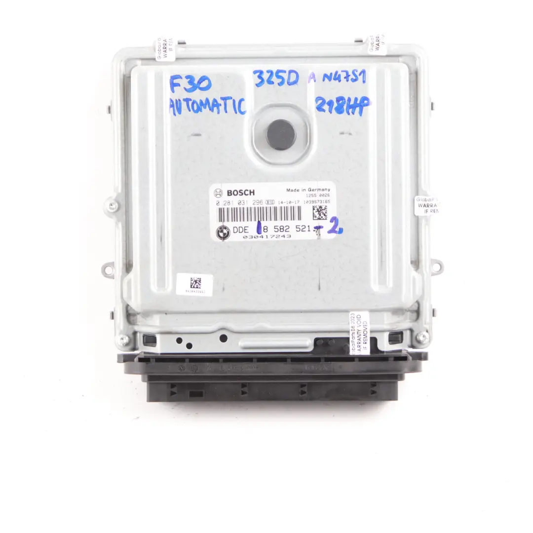 N47S1 Engine Control Unit ECU DDE 8582521 FEM Lock Key to BMW F20 F30 125d 325d with Part number 8579785 BMW F20 F30 125d 325d N47S1 Engine Control Unit ECU DDE 8582521 FEM Lock Key - SKU 8582521-2 - Part number 8579785