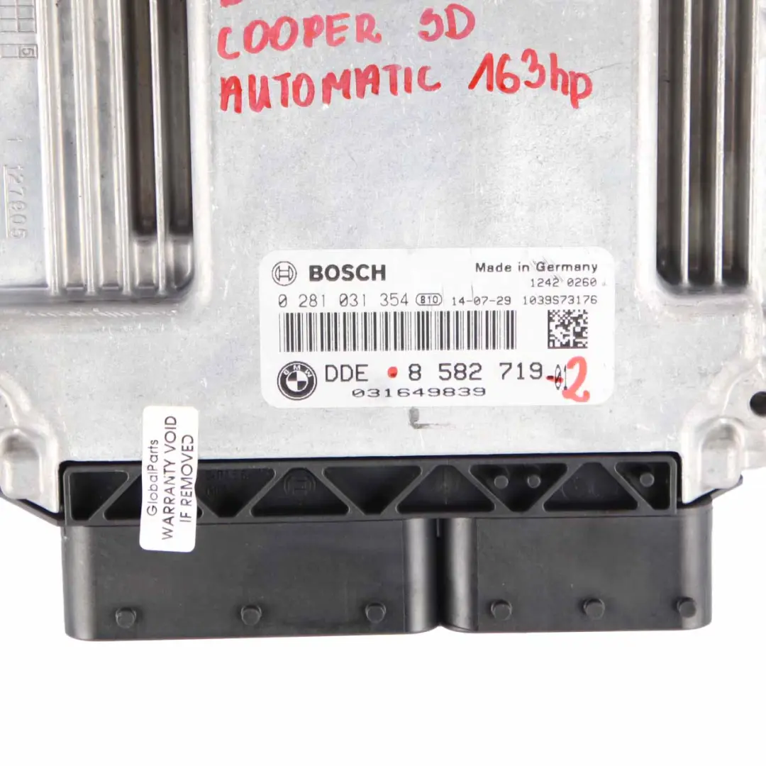 B37 116HP Engine Control Unit ECU DDE Manual to Mini Cooper D F55 F56 with Part number 8582719 Mini Cooper D F55 F56 B37 116HP Engine Control Unit ECU DDE Manual - SKU 8582719-3 - Part number 8582719