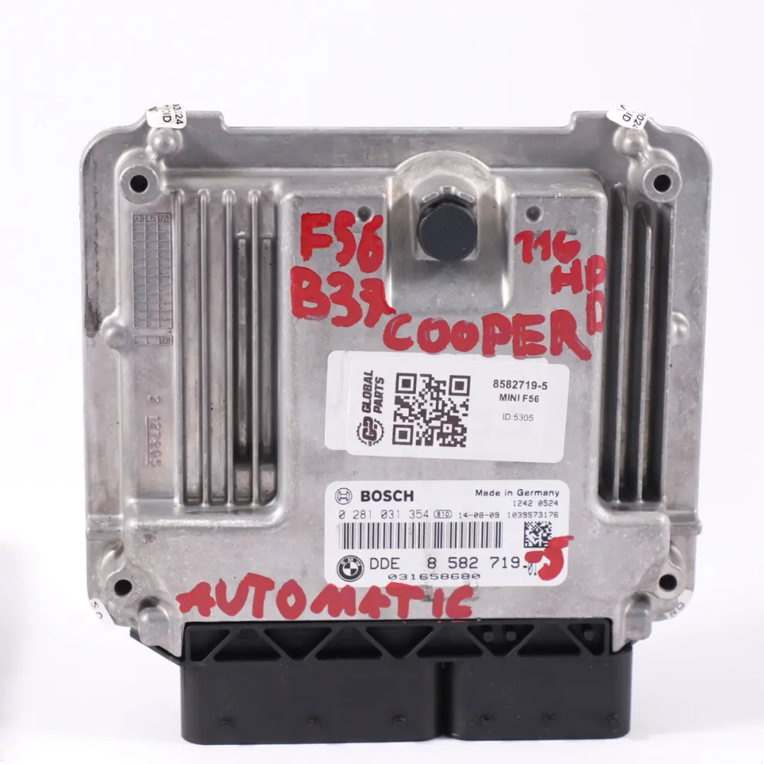 Mini F55 F56 Cooper D B37 Diesel Engine ECU Kit DDE BDC + Key Automatic - SKU 8582719-5 - Part number 8582719