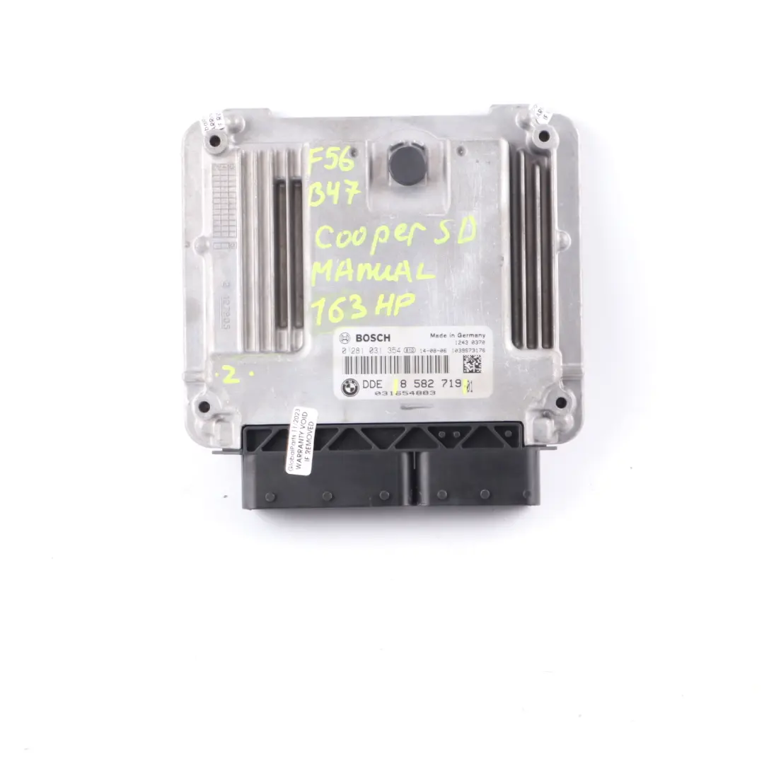B47 163HP Engine Control Unit ECU DDE Manual to Mini Cooper SD F55 F56 with Part number 8582719 Mini Cooper SD F55 F56 B47 163HP Engine Control Unit ECU DDE Manual - SKU 8582719 - Part number 8582719
