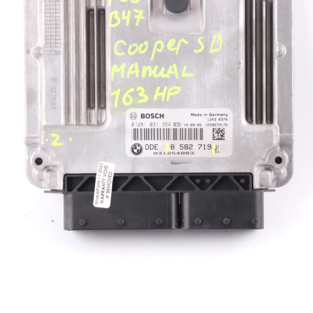 B47 163HP Engine Control Unit ECU DDE Manual to Mini Cooper SD F55 F56 with Part number 8582719 Mini Cooper SD F55 F56 B47 163HP Engine Control Unit ECU DDE Manual - SKU 8582719 - Part number 8582719