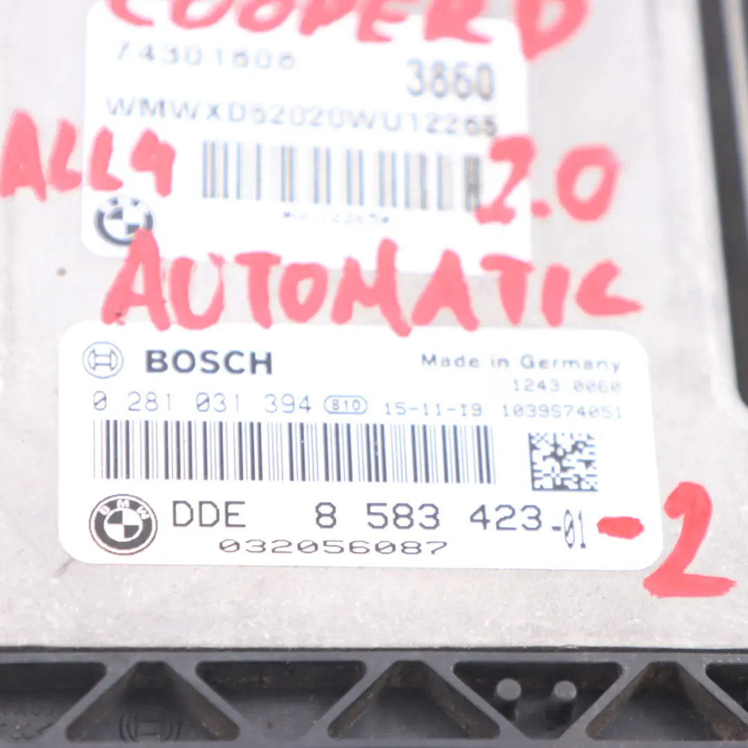 Mini Cooper D R60 ALL4 N47N 2.0 143PS Motor ECU Kit DDE CAS3 Schlüssel - SKU 8583423-2 - Teilenummer 8583423