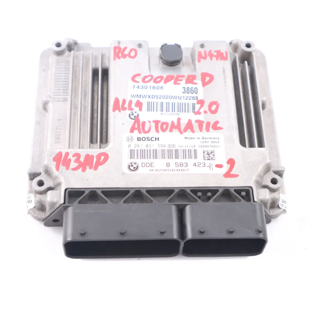 Mini Cooper D R60 R61 ALL4 N47N 2.0 143HP Motor Kit ECU DDE CAS3 Llave - SKU 8583423-2 - Número de pieza 8583423