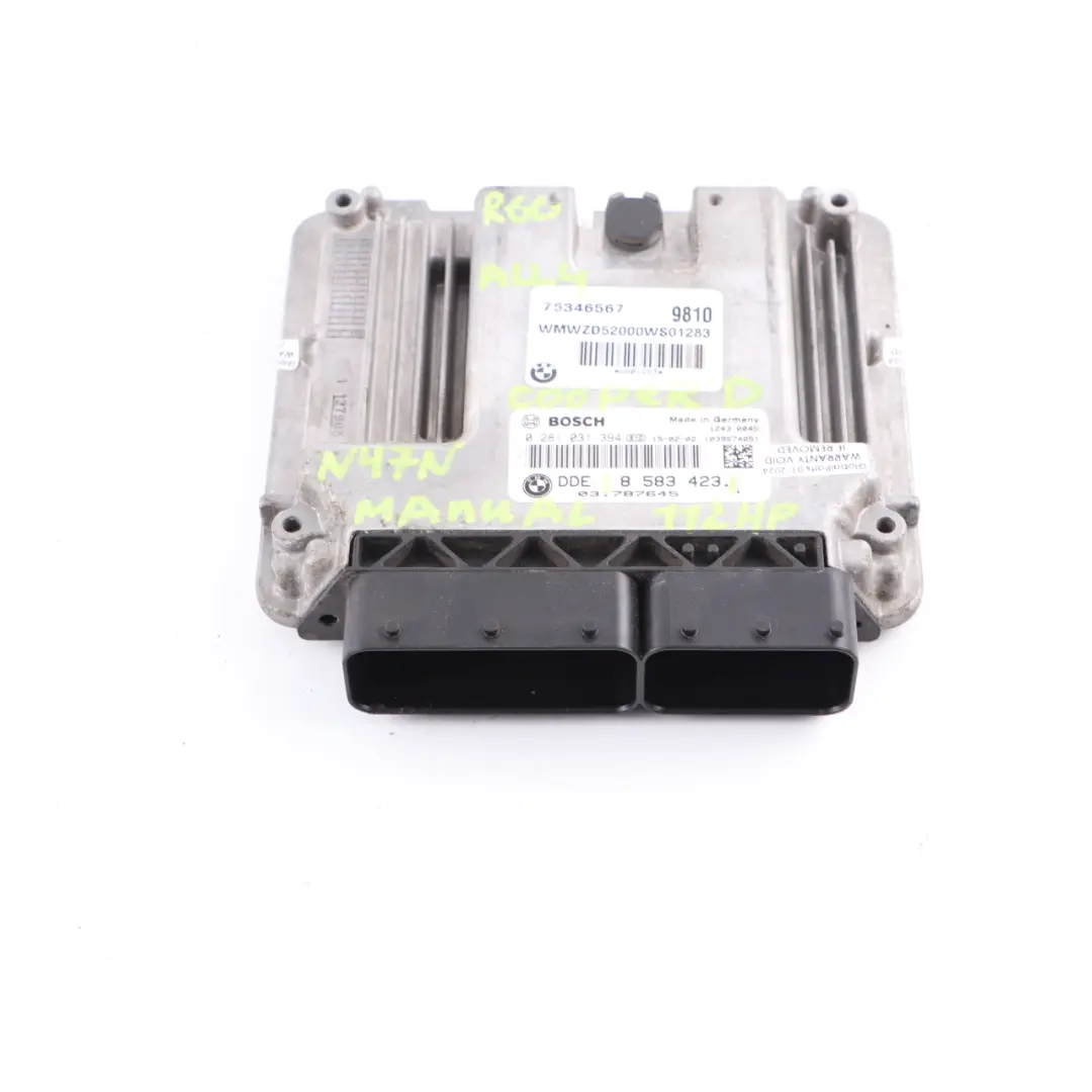 Mini D R60 R61 ALL4 N47N 112HP Moteur ECU de contrôle DDE transmission manuelle - SKU 8583423 - Numéro de pièce 8583423