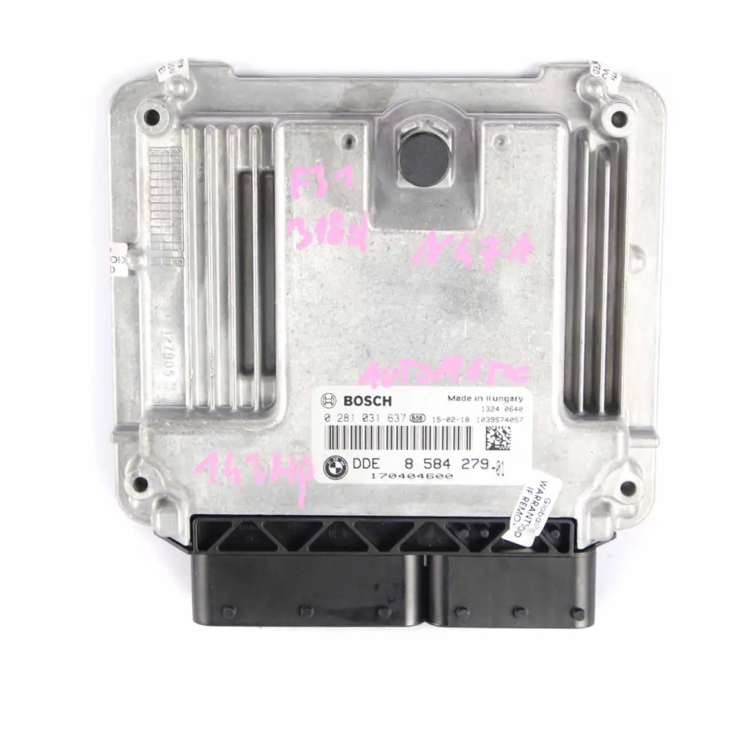 BMW F22 F30 F31 218d 318d Diesel N47N 143HP Engine ECU Kit DDE Key FEM - SKU 8584279-1 - Part number 8584279