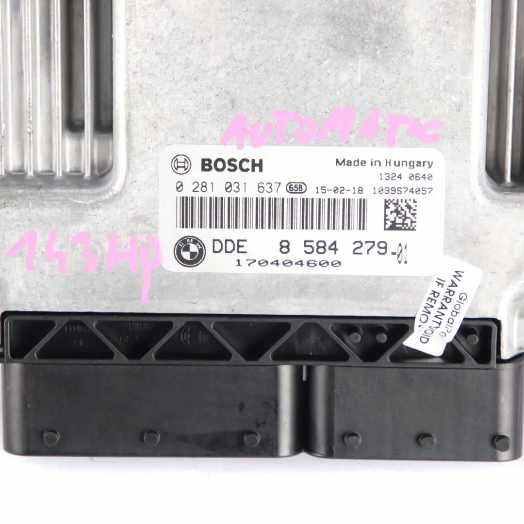 BMW F22 F30 F31 218d 318d Diesel N47N 143HP Engine ECU Kit DDE Key FEM - SKU 8584279-1 - Part number 8584279