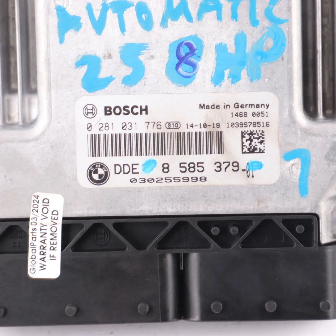 BMW F30 330d N57N 258HP Diesel Engine Unit ECU Kit DDE Key Automatic - SKU 8585379-1 - Part number 8585379