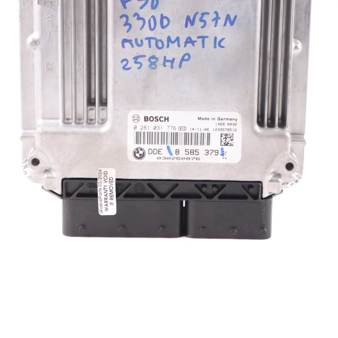 ECU BMW F30 330D N57N 258HP Diesel Motore Unità Di Controllo Automatico per con numero di parte 8585379 ECU BMW F30 330D N57N 258HP Diesel Motore Unità Di Controllo Automatico - SKU 8585379 - Numero di parte 8585379
