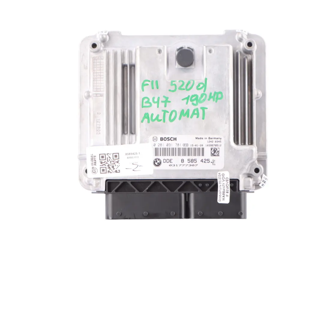 B47 190HP Engine ECU Kit DDE CAS4 Key Automatic to BMW F10 F11 LCI 520d with Part number 8585425 BMW F10 F11 LCI 520d B47 190HP Engine ECU Kit DDE CAS4 Key Automatic - SKU 8585425-1 - Part number 8585425