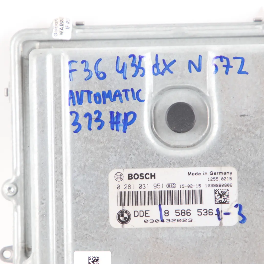 335dX 435dX N57Z 313HP Control ECU DDE Automatic to BMW F30 F32 LCI F36 with Part number 8586536 BMW F30 F32 LCI F36 335dX 435dX N57Z 313HP Control ECU DDE Automatic - SKU 8586536-3 - Part number 8586536