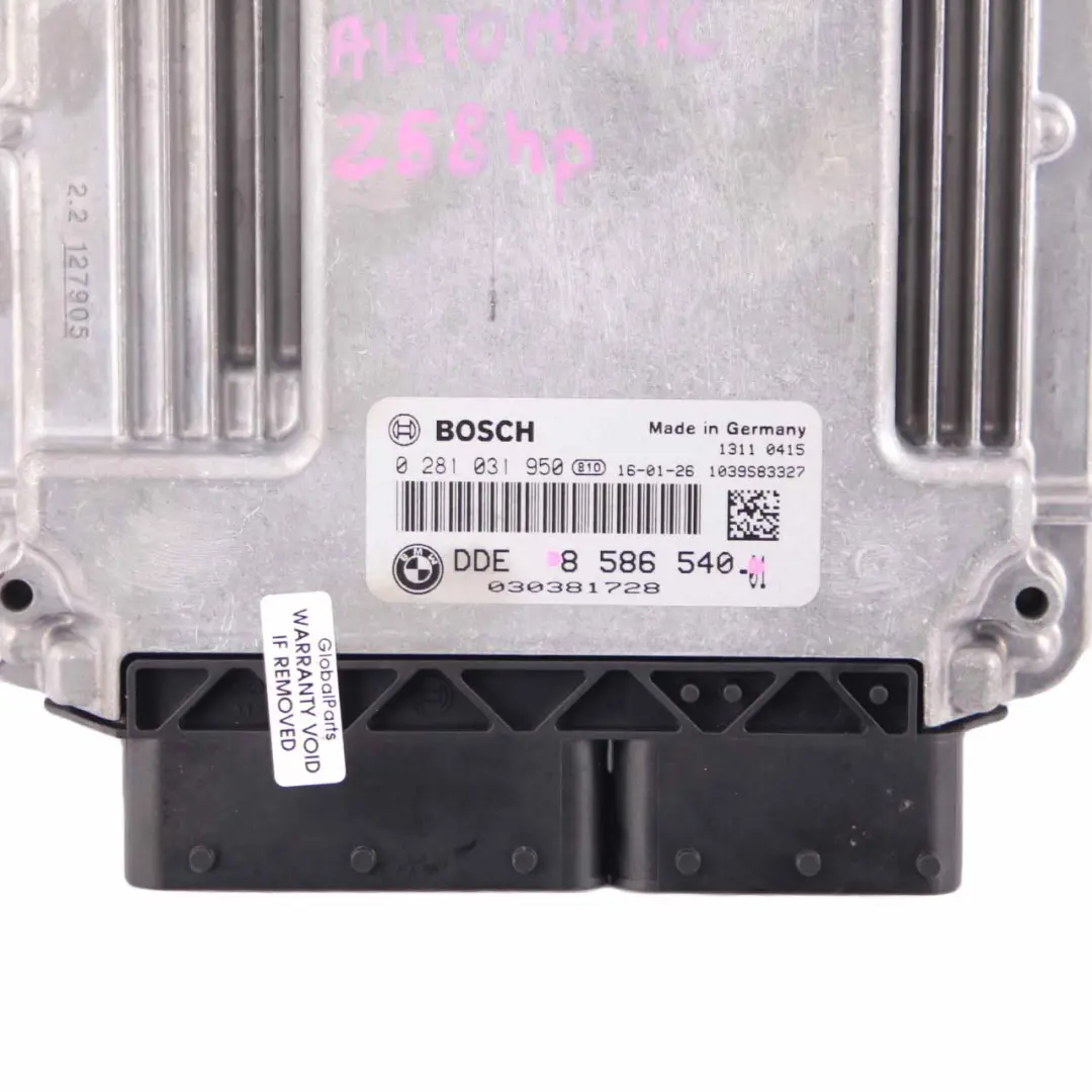 N57N 258HP Modulo Unità Controllo Motore ECU per BMW F30 F32 LCI 330d 430d con numero di parte 8586540 BMW F30 F32 LCI 330d 430d N57N 258HP Modulo Unità Controllo Motore ECU - SKU 8586540 - Numero di parte 8586540