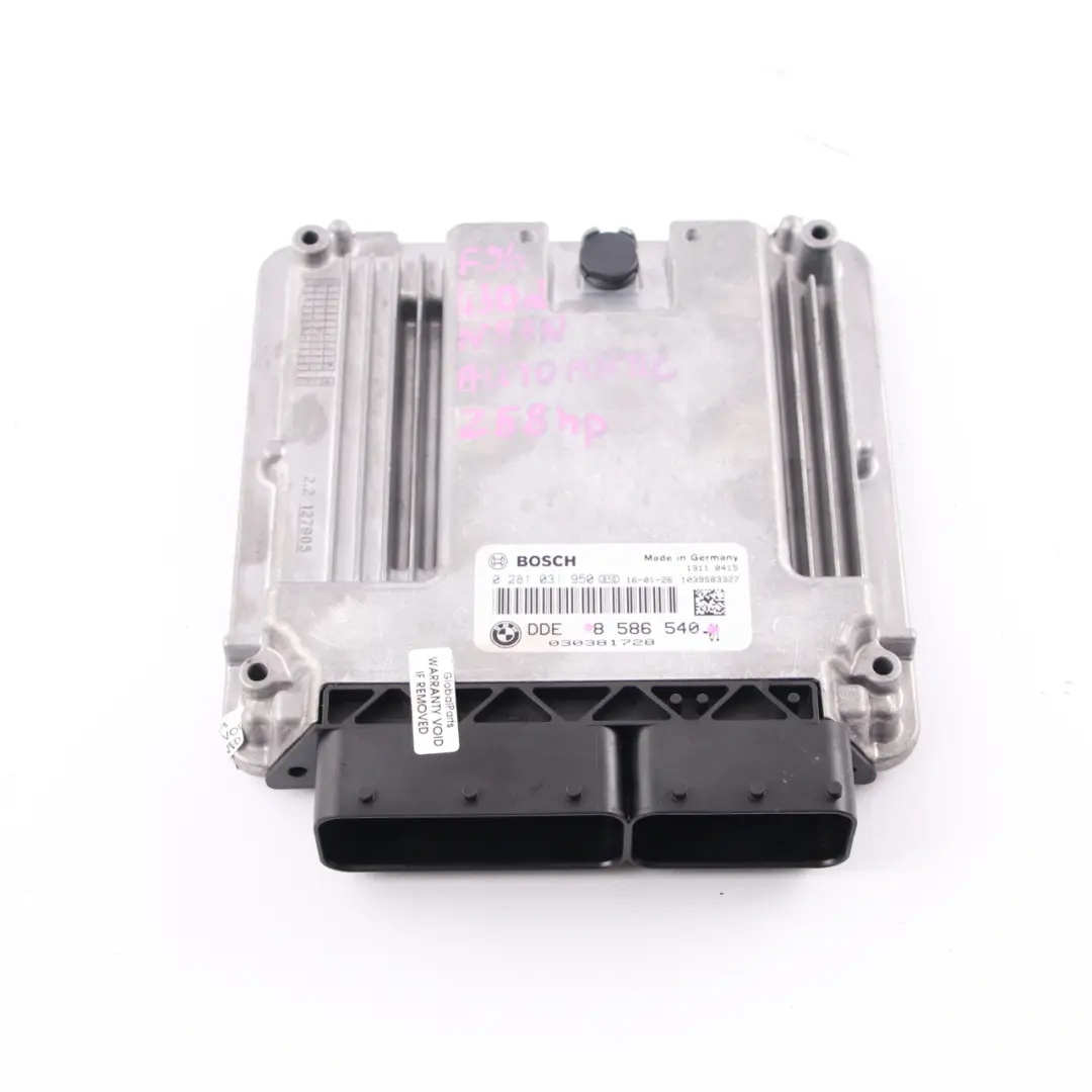 N57N 258HP Modulo Unità Controllo Motore ECU per BMW F30 F32 LCI 330d 430d con numero di parte 8586540 BMW F30 F32 LCI 330d 430d N57N 258HP Modulo Unità Controllo Motore ECU - SKU 8586540 - Numero di parte 8586540