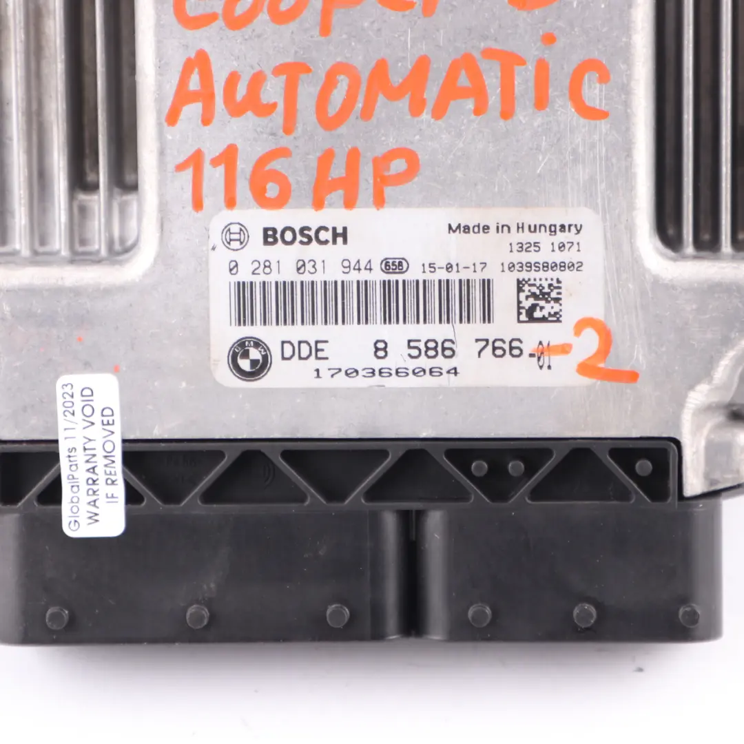 Mini Cooper D F55 F56 B37 Diesel Engine ECU Kit DDE BDC Key Automatic - SKU 8586766-2 - Part number 8586766