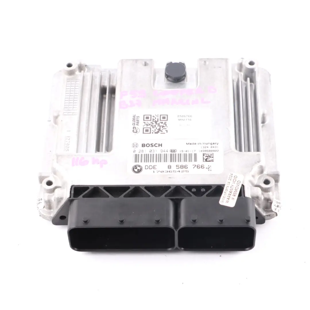 B37 Diesel Engine ECU DDE 116HP Manual to Mini Cooper D F54 F55 F56 with Part number 8586766 Mini Cooper D F54 F55 F56 B37 Diesel Engine ECU DDE 116HP Manual - SKU 8586766 - Part number 8586766