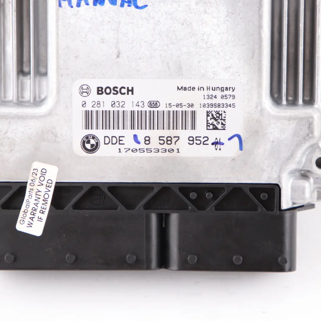 BMW F20 F21 LCI 116d B37 Diesel ECU Kit Unit DDE + FEM + Key Automatic - SKU 8587952-1 - Part number 8587952