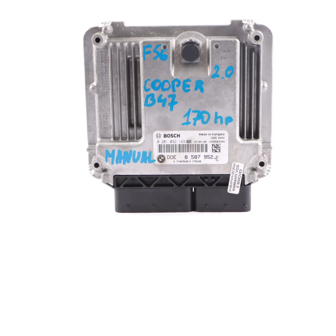 B47 170HP Engine ECU Kit DDE Key BDC Lock Manual to Mini Cooper SD F55 F56 with Part number 8587952 Mini Cooper SD F55 F56 B47 170HP Engine ECU Kit DDE Key BDC Lock Manual - SKU 8587952-3 - Part number 8587952