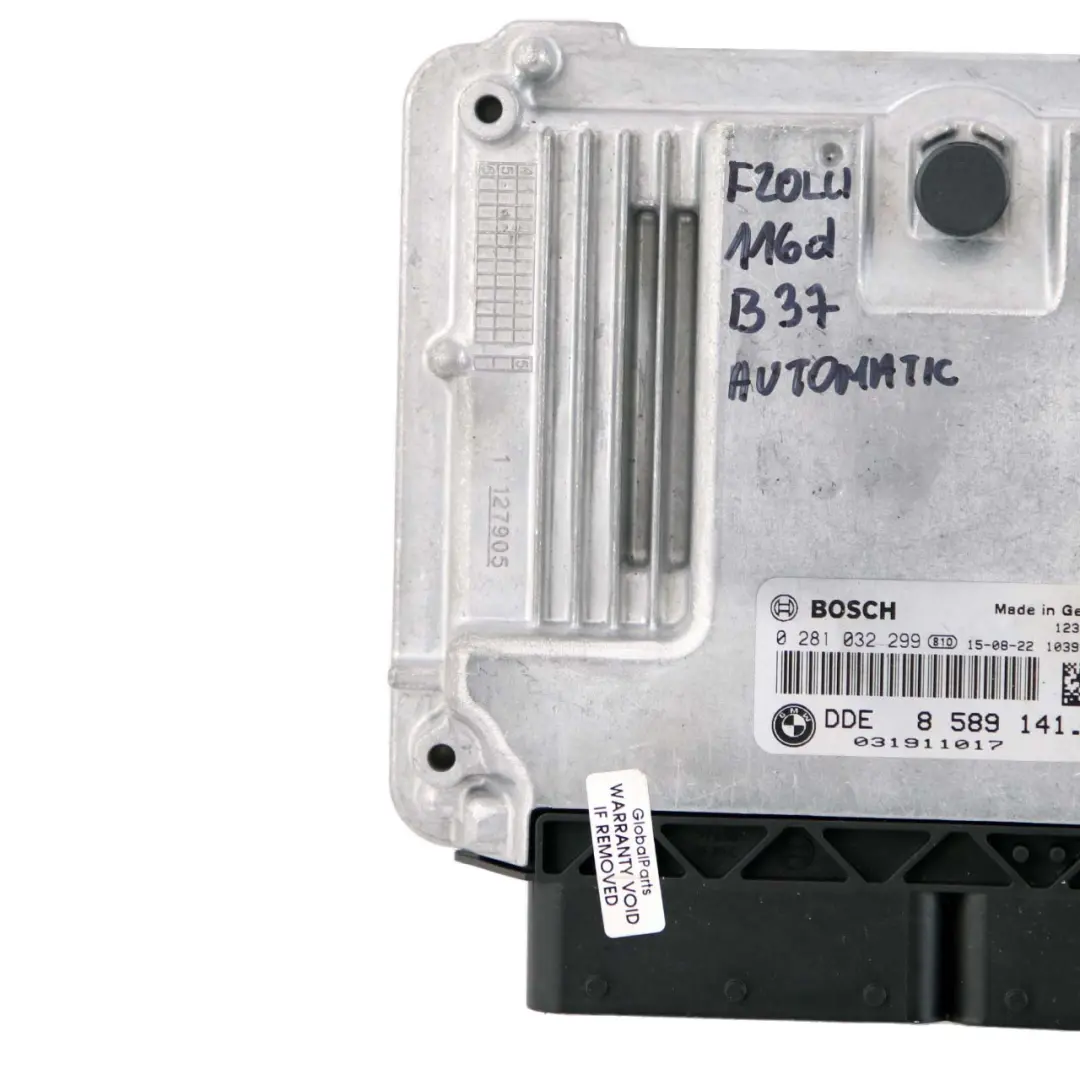 B37 116HP Engine ECU Control Unit DDE Automatic to BMW F20 F21 LCI 116d with Part number 8589141 BMW F20 F21 LCI 116d B37 116HP Engine ECU Control Unit DDE Automatic - SKU 8589141 - Part number 8589141