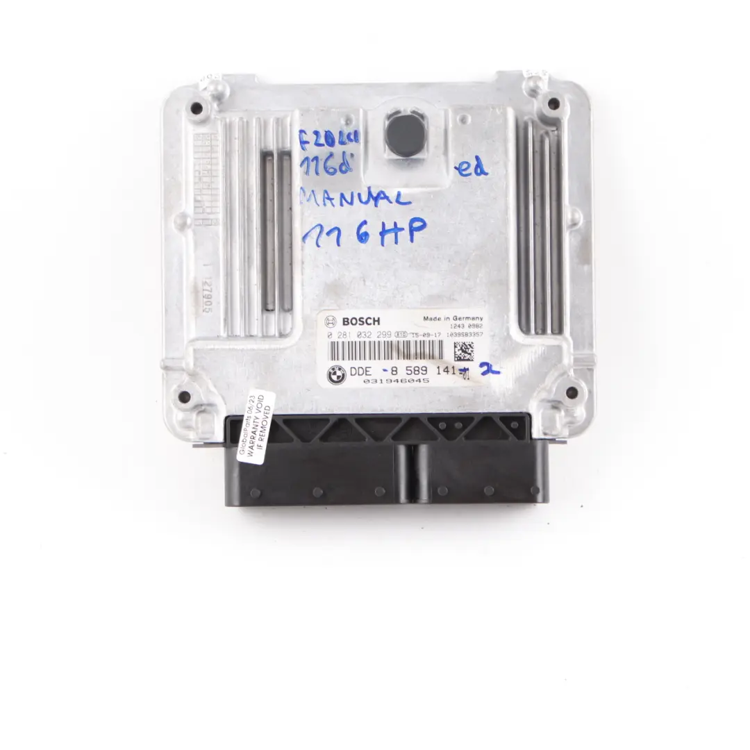 B37 116HP Engine ECU Control Unit DDE Automatic to BMW F20 F21 LCI 116d with Part number 8589141 BMW F20 F21 LCI 116d B37 116HP Engine ECU Control Unit DDE Automatic - SKU 8589141 - Part number 8589141