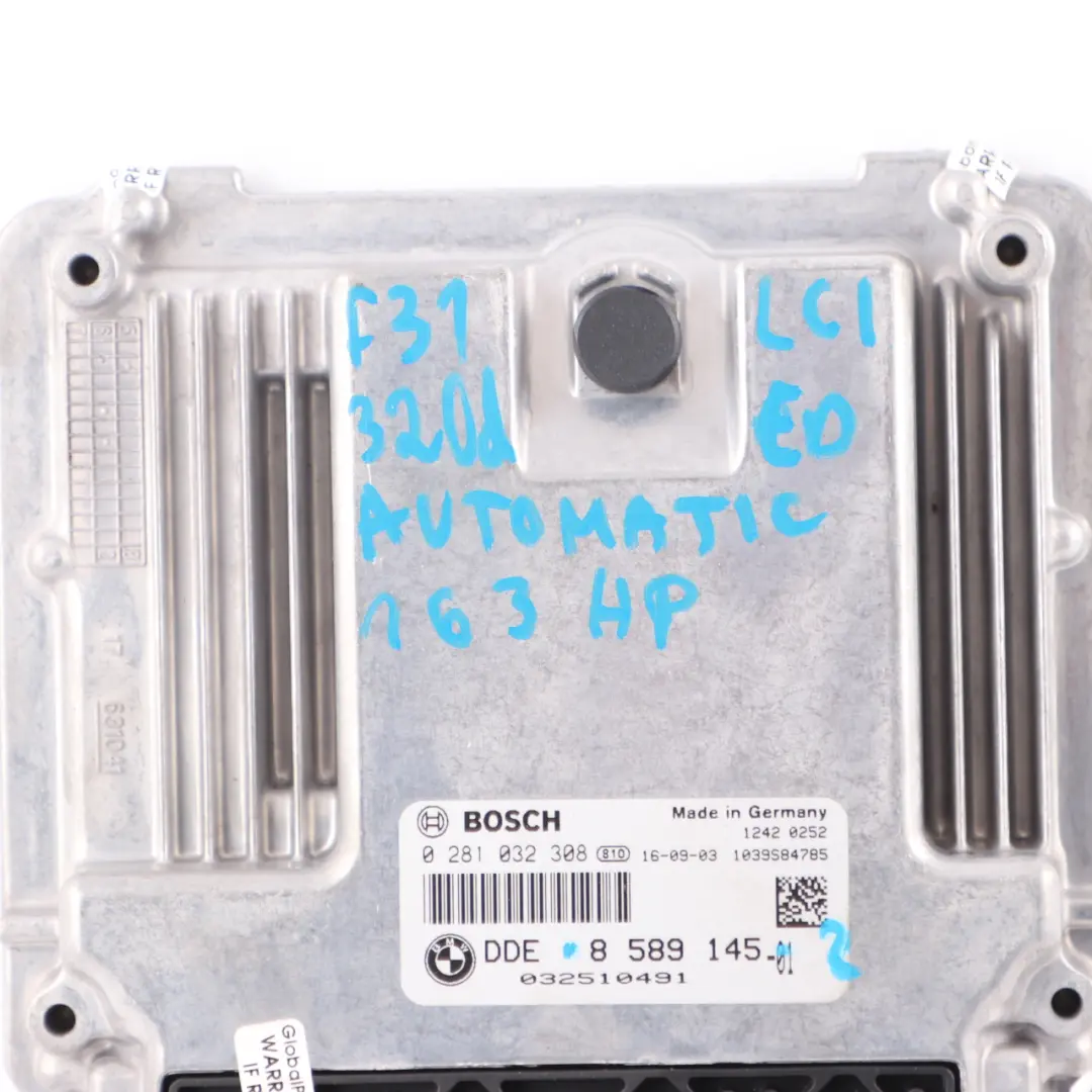 B37 163HP Engine Control Unit ECU DDE Automatic to BMW F30 F31 LCI 320d ed with Part number 8589145 BMW F30 F31 LCI 320d ed B37 163HP Engine Control Unit ECU DDE Automatic - SKU 8589145-2 - Part number 8589145