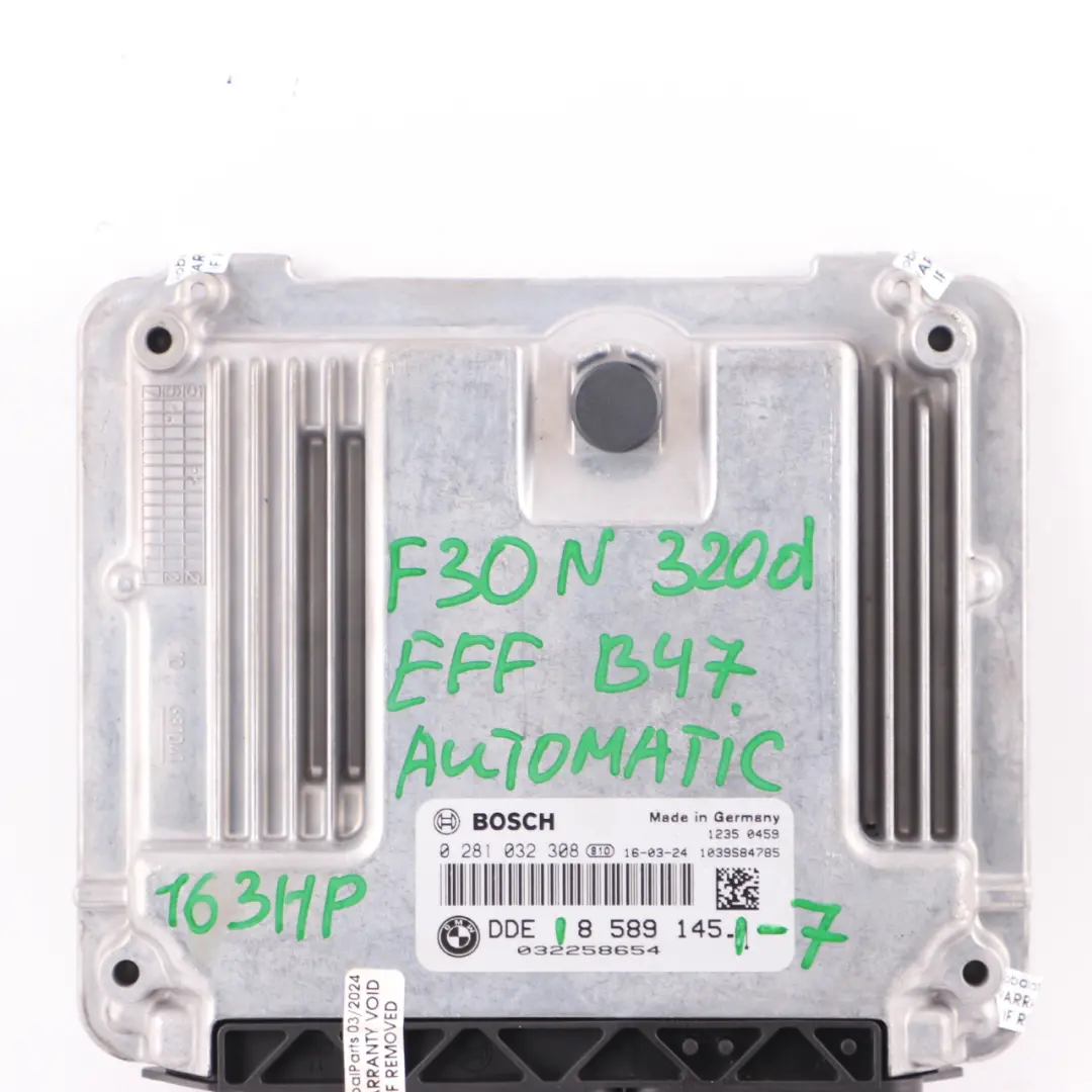 163HP B47 Engine Control Unit ECU DDE Automatic to BMW F30 F31 LCI 320d ed with Part number 8589145 BMW F30 F31 LCI 320d ed 163HP B47 Engine Control Unit ECU DDE Automatic - SKU 8589145-7 - Part number 8589145