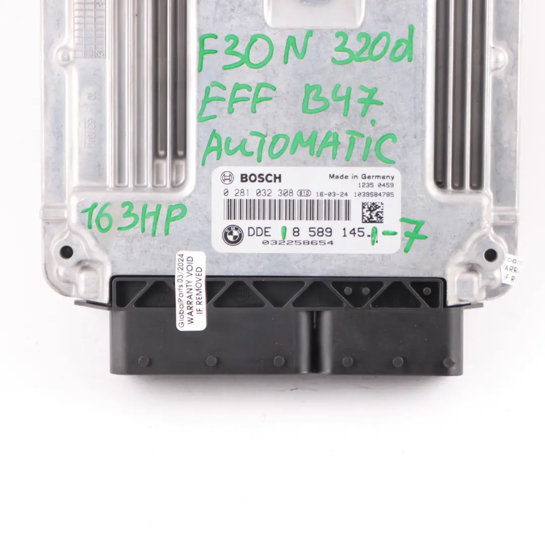 163HP B47 Engine Control Unit ECU DDE Automatic to BMW F30 F31 LCI 320d ed with Part number 8589145 BMW F30 F31 LCI 320d ed 163HP B47 Engine Control Unit ECU DDE Automatic - SKU 8589145-7 - Part number 8589145