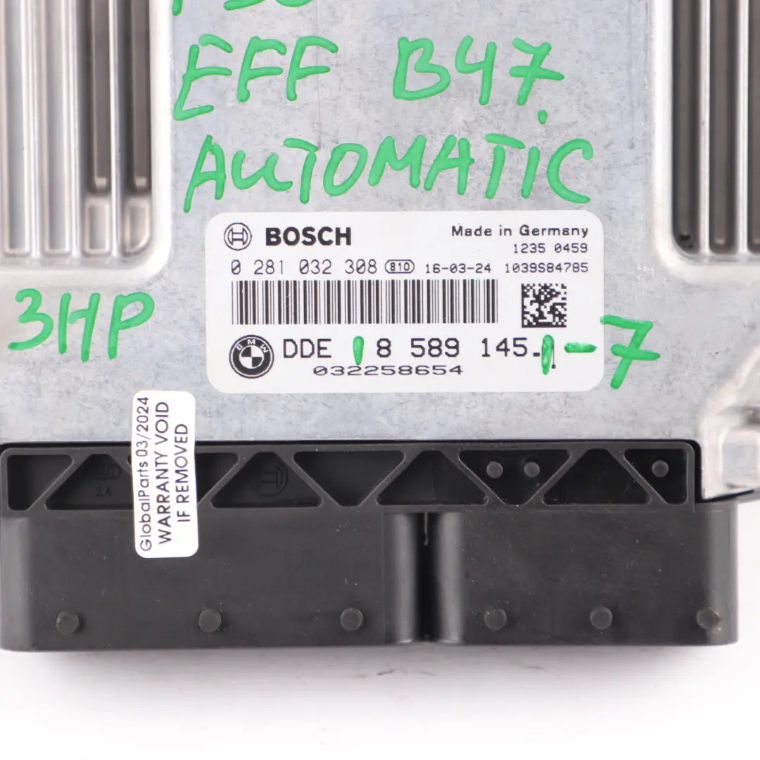 163HP B47 Engine Control Unit ECU DDE Automatic to BMW F30 F31 LCI 320d ed with Part number 8589145 BMW F30 F31 LCI 320d ed 163HP B47 Engine Control Unit ECU DDE Automatic - SKU 8589145-7 - Part number 8589145