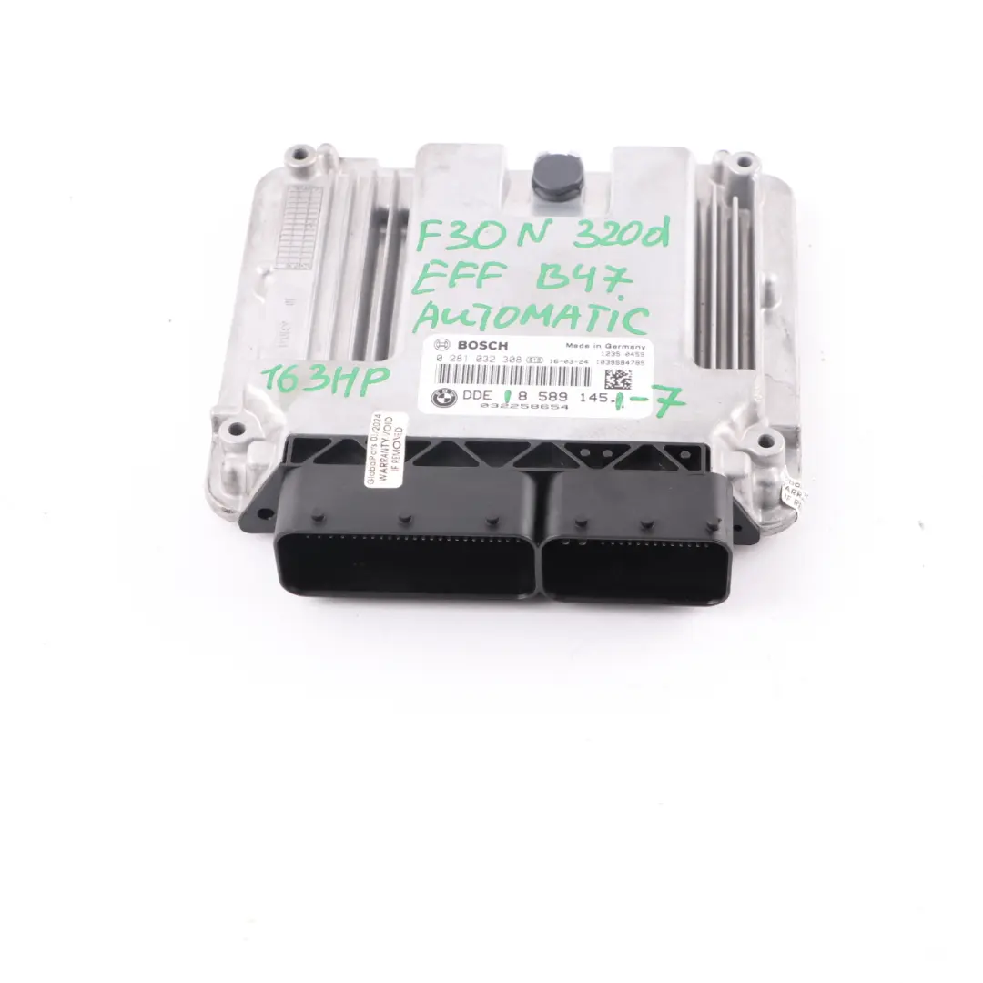 163HP B47 Engine Control Unit ECU DDE Automatic to BMW F30 F31 LCI 320d ed with Part number 8589145 BMW F30 F31 LCI 320d ed 163HP B47 Engine Control Unit ECU DDE Automatic - SKU 8589145-7 - Part number 8589145