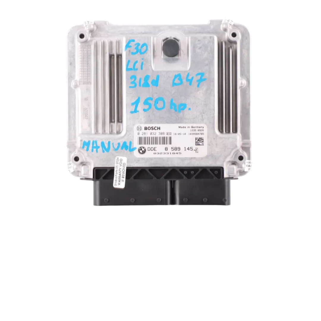 BMW F20 F21 F30 LCI 118d 318d B47 150HP DDE Engine ECU Kit Key FEM Lock - SKU 8589145-9 - Part number 8589145