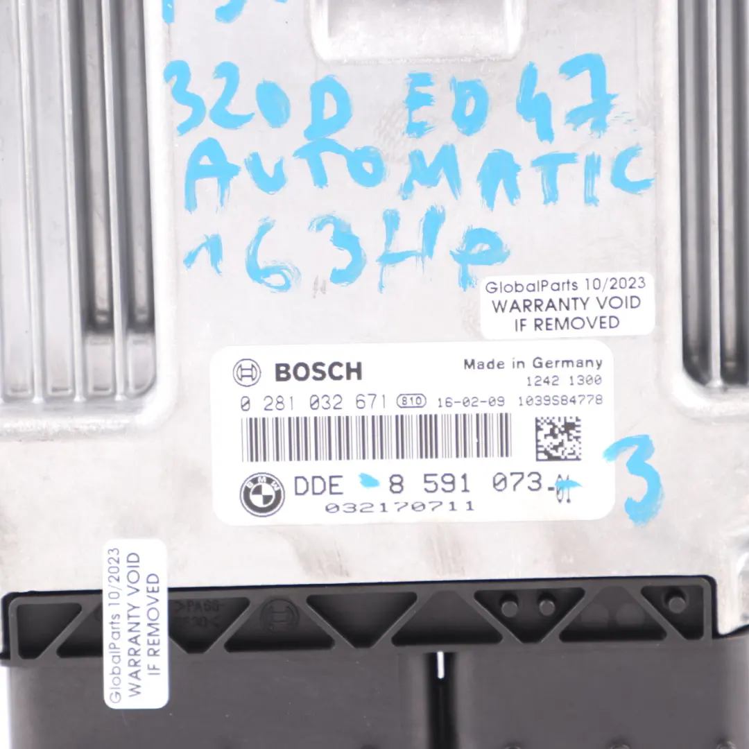BMW F30 LCI 320d ed B47 163HP Engine ECU Kit DDE FEM + Key Manual - SKU 8591073-3 - Part number 8591073