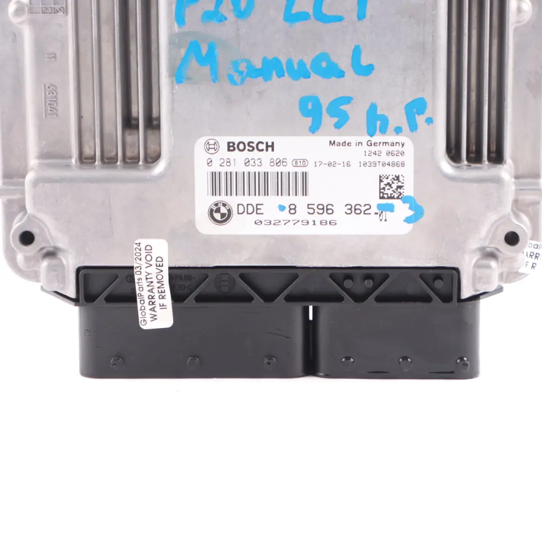 BMW F20 F21 LCI 114d 95HP N47 Diesel Engine ECU Control Unit DDE Manual - SKU 8596362-3 - Part number 8596362
