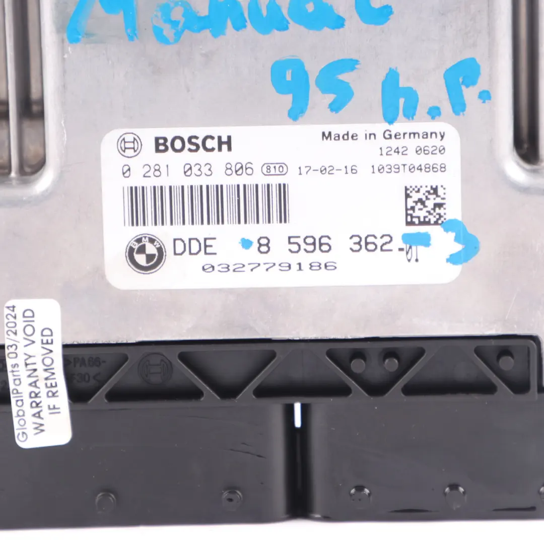 95HP N47 Diesel Engine ECU Control Unit DDE Manual to BMW F20 F21 LCI 114d with Part number 8596362 BMW F20 F21 LCI 114d 95HP N47 Diesel Engine ECU Control Unit DDE Manual - SKU 8596362-3 - Part number 8596362