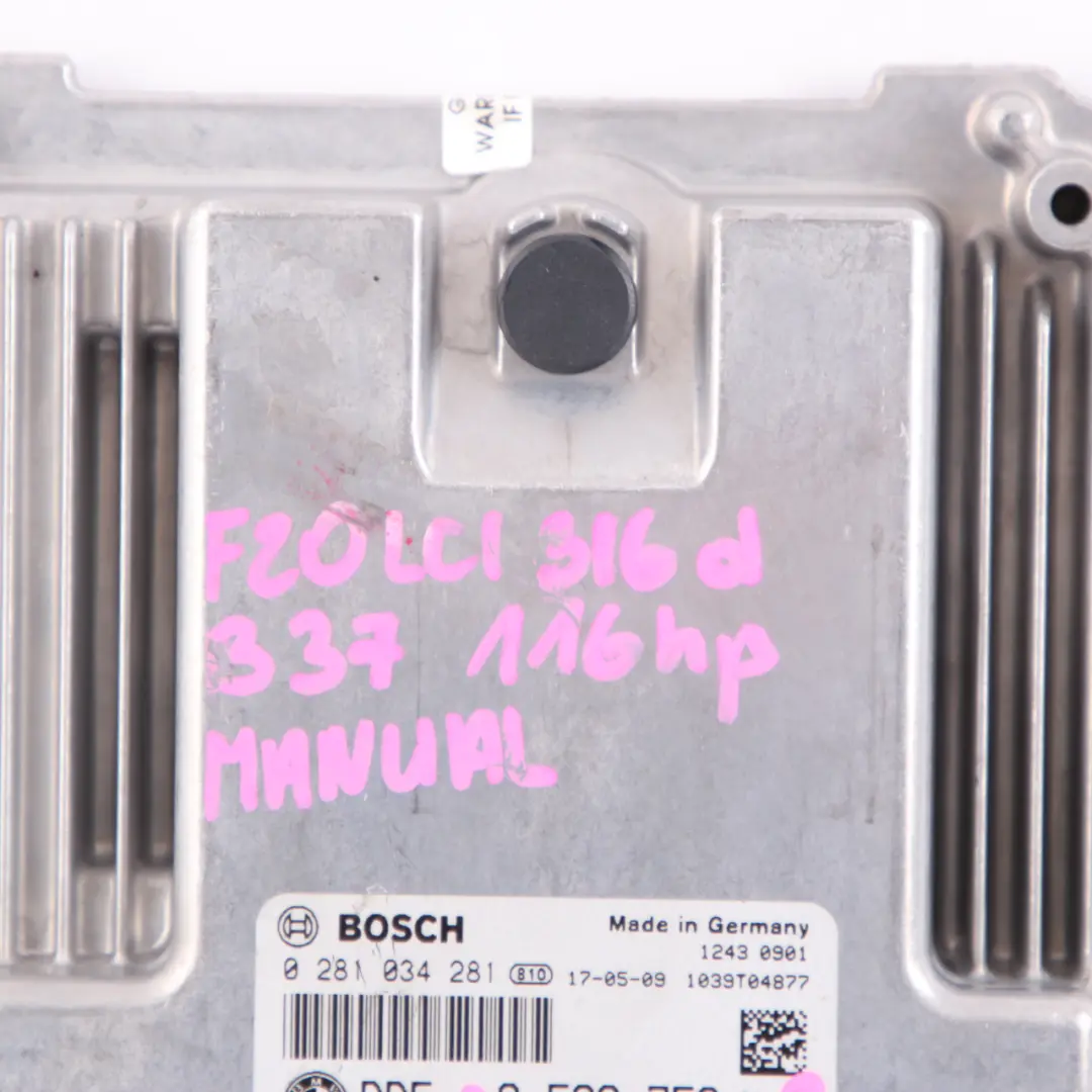 B37 ECU Engine Control Unit DDE Manual to BMW F20 F30 LCI 116d 316d Diesel with Part number 8598759 BMW F20 F30 LCI 116d 316d Diesel B37 ECU Engine Control Unit DDE Manual - SKU 8598759-2 - Part number 8598759