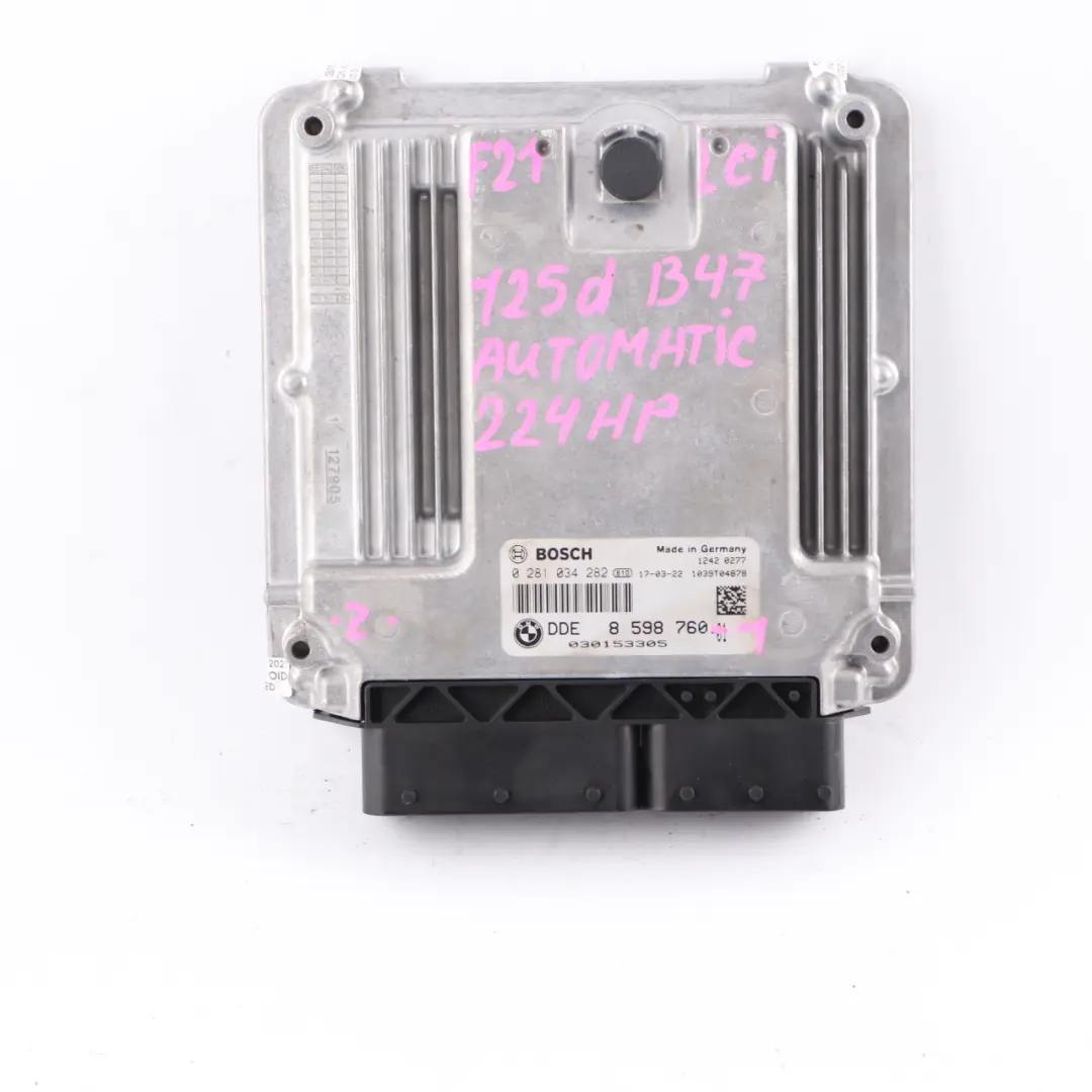BMW F20 F30 LCI 125d 325d B47 224HP Engine ECU Kit DDE + FEM + 2 Keys - SKU 8598760-1 - Part number 8598760