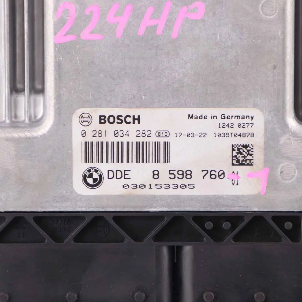 BMW F20 F30 LCI 125d 325d B47 224HP Engine ECU Kit DDE + FEM + 2 Keys - SKU 8598760-1 - Part number 8598760