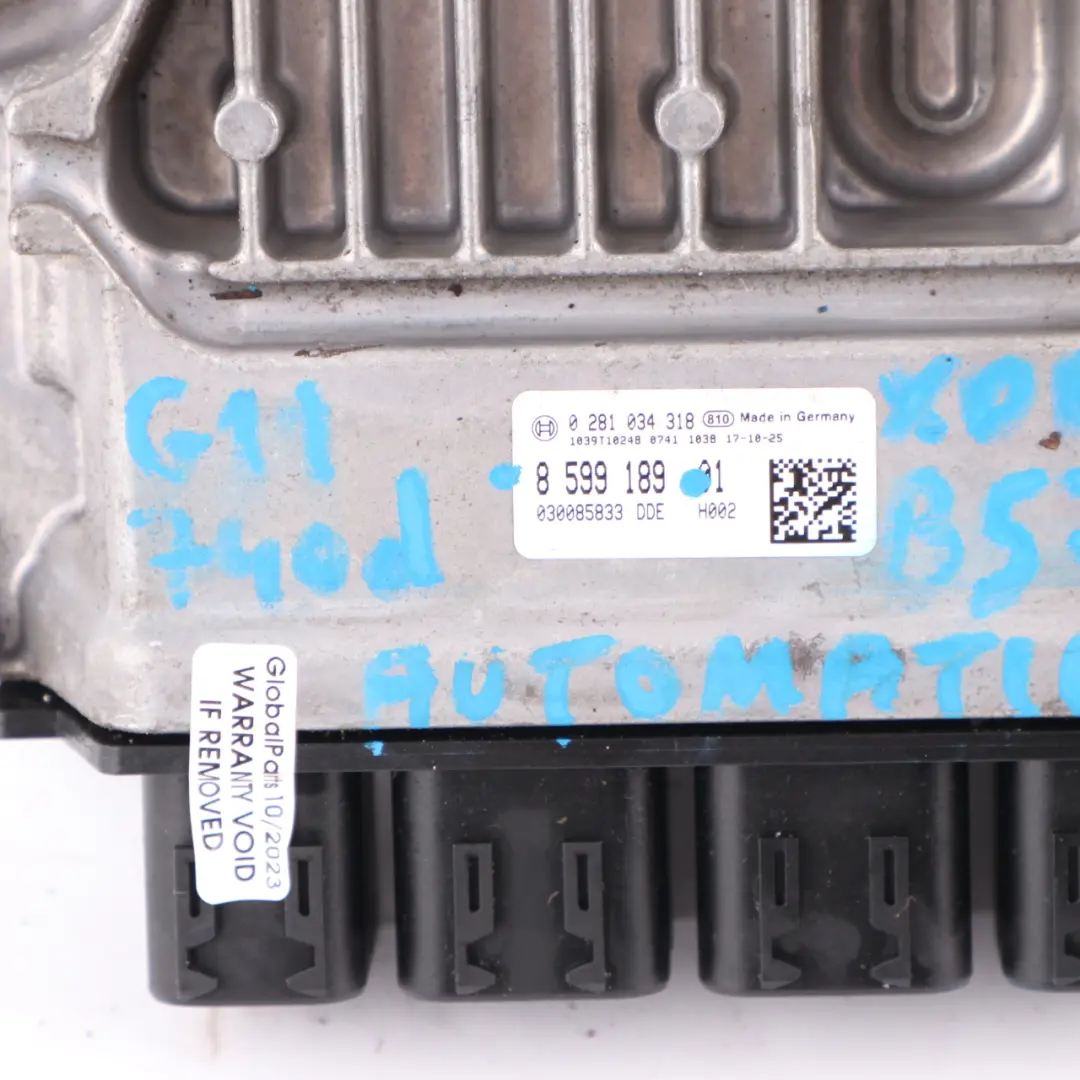 B57 xDrive 320HP Módulo Control Motor ECU DDE Automático para BMW G11 740d con número de pieza 8599189 BMW G11 740d B57 xDrive 320HP Módulo Control Motor ECU DDE Automático - SKU 8599189 - Número de pieza 8599189