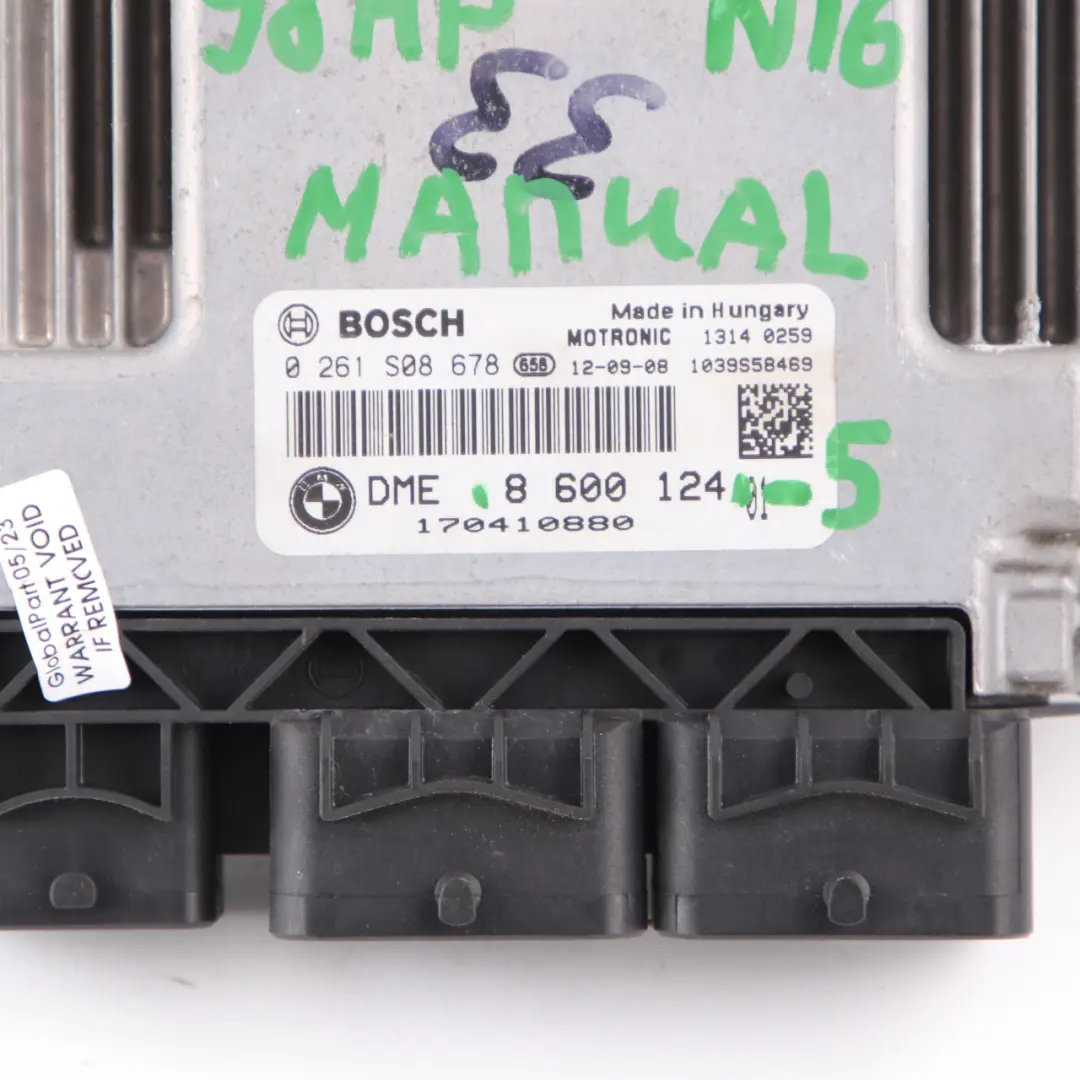 Mini One R56 LCI R60 N16 98HP Engine Control ECU DME CAS3 Keys Manual - SKU 8600124-5 - Part number 8600124