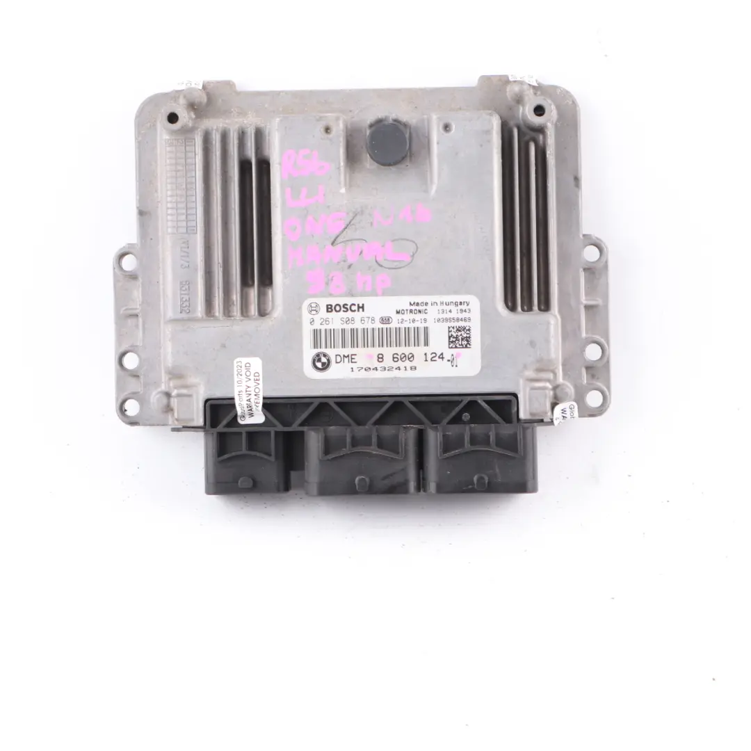 98HP Engine Control Unit Module ECU DME Manual to Mini One R56 LCI R60 N16 with Part number 8600124 Mini One R56 LCI R60 N16 98HP Engine Control Unit Module ECU DME Manual - SKU 8600124 - Part number 8600124
