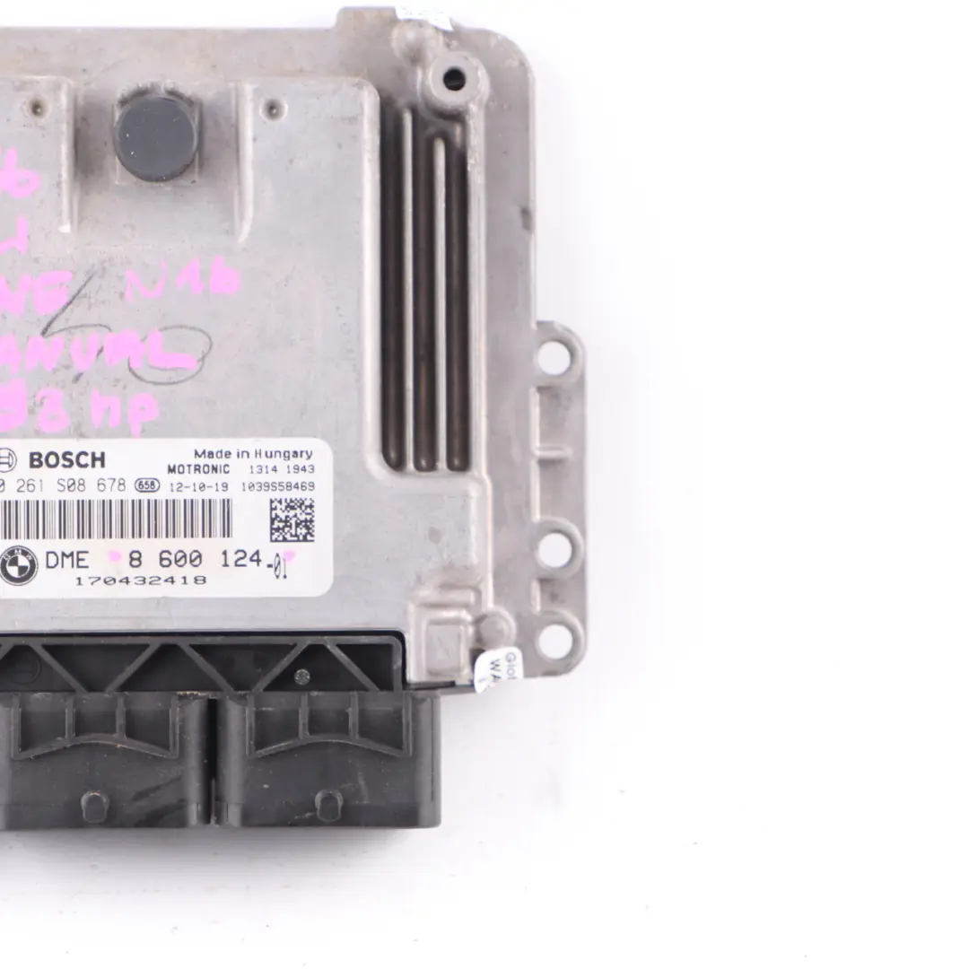 98HP Engine Control Unit Module ECU DME Manual to Mini One R56 LCI R60 N16 with Part number 8600124 Mini One R56 LCI R60 N16 98HP Engine Control Unit Module ECU DME Manual - SKU 8600124 - Part number 8600124