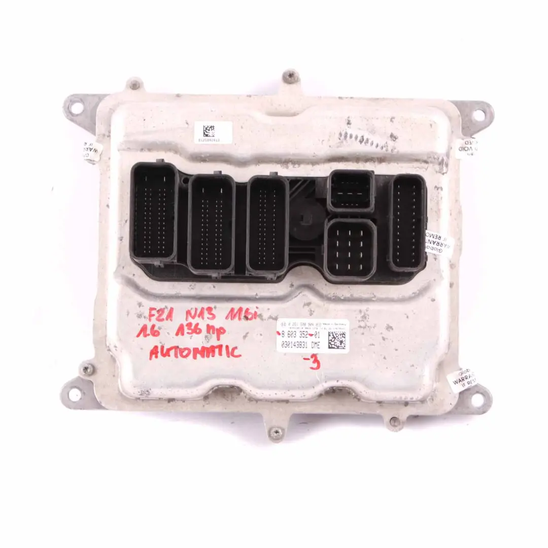 ECU KIT DME + FEM + Key Automatic to BMW F20 F30 116i 316i N13 Engine with Part number 8603352 BMW F20 F30 116i 316i N13 Engine ECU KIT DME + FEM + Key Automatic - SKU 8603352-3 - Part number 8603352