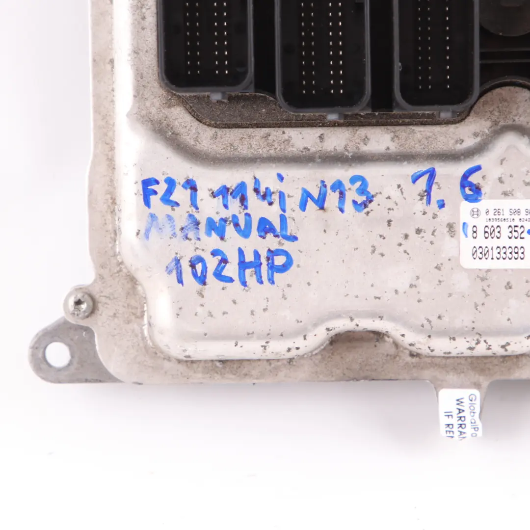 BMW F20 114i N13 1.6 102HP Engine Control Unit ECU DME Manual - SKU 8603352-4 - Part number 8603352