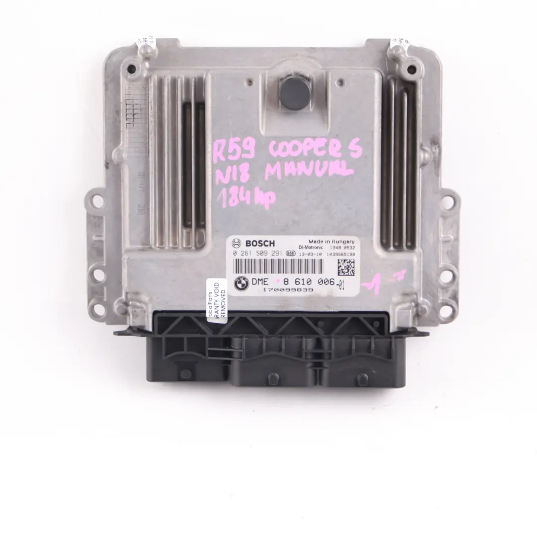 Mini Cooper S R56 LCI N18 1.6 184HP Engine ECU Kit DME CAS3 Key Manual - SKU 8610006-1 - Part number 8610006