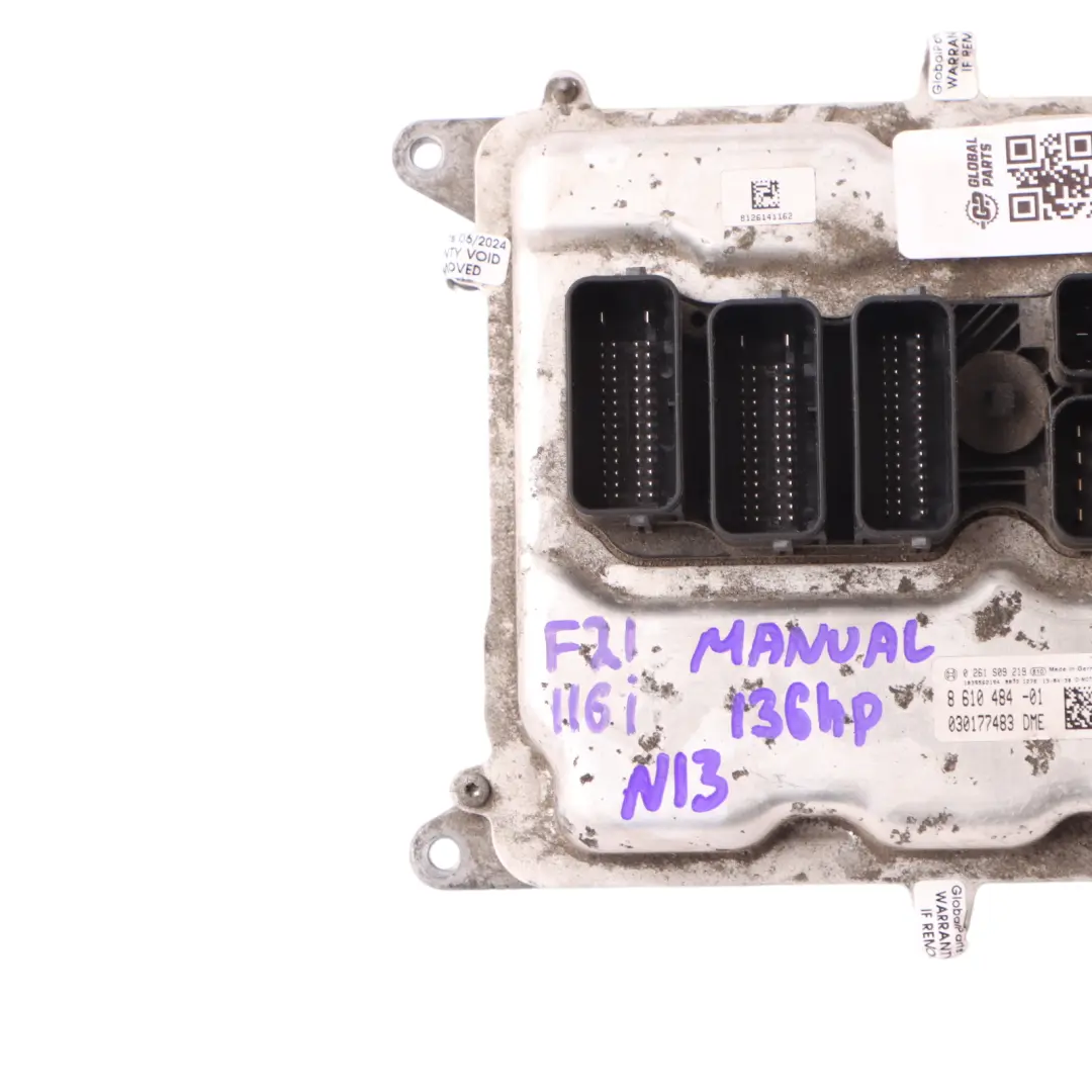 136HP Engine Control Unit ECU DME Manual to BMW F20 F21 116i N13 with Part number 8610484 BMW F20 F21 116i N13 136HP Engine Control Unit ECU DME Manual - SKU 8610484-6 - Part number 8610484