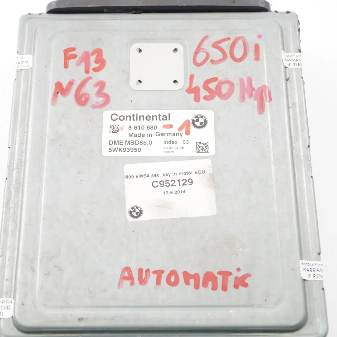 BMW F10 F11 550i F12 F13 650i N63 408KM Sterownik Komputer Silnika - SKU 8610680-1 - Numer Części 8610680