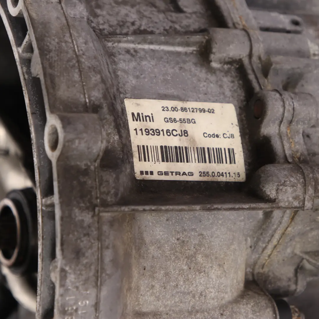 Gearbox GS6-55BG CJ8 WARRANTY to Mini One R56 LCI N16 Petrol Manual 6 Speed with Part number 8612799 Mini One R56 LCI N16 Petrol Manual 6 Speed Gearbox GS6-55BG CJ8 WARRANTY - SKU 8612799 - Part number 8612799
